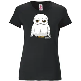 LOGOSHIRT T-Shirt "Harry Potter - Hedwig", Damen, Gr. L, schwarz, 100% Baumwolle, bedruckt, normal, Rundhals, Shirts T-Shirt, mit niedlichem Hedwig-Print