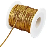 GORGECRAFT 100m Gold-Metallic-Dreadlock-Schnur 3mm Haarwickelseil Geflochtenes Nylonband Hiphop-Haargummi Haarflechtband Glitzernde Kantenschnur Glitzernde Kordel Nähen von Haarverlängerungen