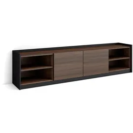 SKRAUT HOME Lowboard 207x50x37 cm Dunkler Eiche/Schwarz Holzwerkstoff