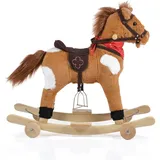 Moni Schaukelpferd Plüsch Thunder WJ-302, Sound, Kufen, Rollen, bis 50 kg braun