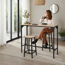 Tectake Bartisch Kerry 120 x 40 x 100,5 cm Eiche Sonoma/Naturfarben/Beton Optik