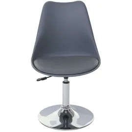 Mendler 6er-Set Esszimmerstuhl Malmö T501, Stuhl Küchenstuhl, höhenverstellbar drehbar, Kunstleder ~ dunkelgrau, Chromfuß