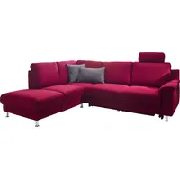 Candy 3C Carina Ecksofa »Korfu L-Form«, incl.- 1 Kopfstütze, wahlweise mit Schlafunktion und Stauraum, rot