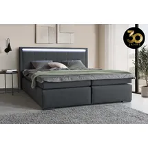 Collection AB Boxspringbett COLLECTION AB "30 Jahre Jubiläums-Modell Athena", grau (anthrazit), B:193cm L:208cm, Holzwerkstoff, Spanplatte, Komplettbetten, Boxspringbett, in H2,H3 & H4, wahlweise mit LED-Leiste, Topseller