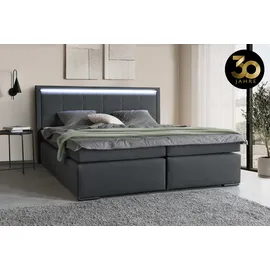 Collection AB Boxspringbett COLLECTION AB "30 Jahre Jubiläums-Modell Athena", grau (anthrazit), B:193cm L:208cm, Holzwerkstoff, Spanplatte, Komplettbetten, Boxspringbett, in H2,H3 & H4, wahlweise mit LED-Leiste, Topseller