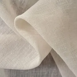 Woltu Gardinen transparent mit Schlaufen Leinen Optik, Schlaufenschal Leinenvorhang im Landhausstil Stores Voile Fensterschal für Wohnzimmer Kinderzimmer Schlafzimmer, 140x245 cm Creme (1 Stück)