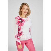 Rabe Rundhalspullover mit auffälligem Blumenmuster Gr. 48, pink Damen Pullover