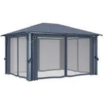 vidaXL Alu-Pavillon 4 x 3 m anthrazit inkl. Vorhängen