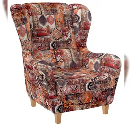 Supellex Sofia Ohrensessel mit Hocker | Samt-Velours Orient Terra