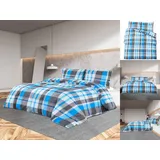 vidaXL Bettwäsche-Set Blau/Grau 200 x 200 cm + 80 x 80 cm