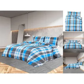 vidaXL Bettwäsche-Set Blau/Grau 200 x 200 cm + 80 x 80 cm