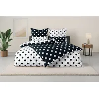 MY HOME Wendebettwäsche MY HOME "Dots", schwarz, B/L: 135cm