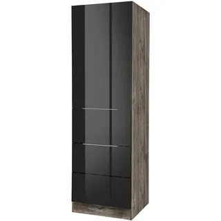 kochstation Seitenschrank »KS-Brindisi«, 60 cm breit, 200 cm hoch, viel Stauraum schwarz
