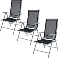 CASARIA Gartenstuhl Bern 3er-Set Silber