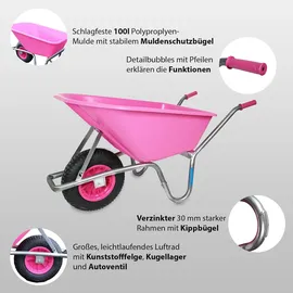 Baumarktplus TRUTZHOLM Schubkarre ROSA/PINK PP100 l Tragkraft 250 kg