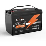 LiTime 12V 50Ah-300Ah Lithium Batterie PV Stromspeicher LiFePO4 Solarakkus (12 V), Geeignet für Wohnmobile, Boote, Wohnwagen und Solarsysteme schwarz 214 mm