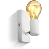 B.K.Licht Wandleuchte Innen schwenkbar, E27 Fassung, max. 60 Watt, Vintage, Wandlampe innen, Wandstrahler, Wandlicht, Wandbeleuchtung, Schlafzimmer, Flurlampe, 16,5x5x11 cm, Weiß