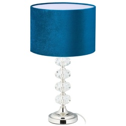 relaxdays Nachttischlampe Tischlampe Kristall und Samt in Blau