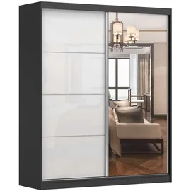 fabryka mebli idczak Schwebetürenschrank 183 x 218 x 61 cm Schwarz/Weiß