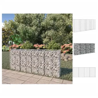 vidaXL Gabionenwand mit Abdeckung Verzinkter Stahl 200×20×85 cm