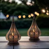 Marrakesch Orient & Mediterran Interior 2er Set Orientalische Laterne Windlicht Garten Deko Ezana schwarz