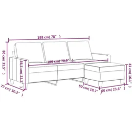 vidaXL 3-sitzer-sofa mit Hocker Schwarz 180 cm Kunstleder