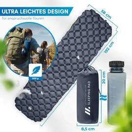 NORDMUT NORDMUT® Isomatte Ultraleicht [mit Reparaturset] – Aufblasbare Luftmatratze Camping kleines Packmaß – Camping Matratze Wetterfest für O... - Dunkelgrau