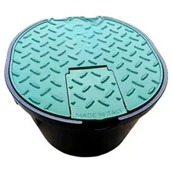 Profi Ventilkasten mit Kugelhahn, Entnahmestelle neustes Modell, Ovale Ventilkasten mit Kugelhahn 3/4", Höhe: ca. 130 mm Durchmesser: ca. 210 mm, Hydrant, Zapfstelle, Ventilbox vergleichbar VBA17186