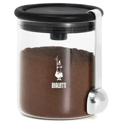 Bialetti Kaffee-Aromabehälter aus Glas - für 250g Kaffee - Deckel mit Standvorrichtung - inkl. Löffel