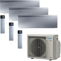 DAIKIN Emura3 Klimaanlage | FTXJ50AS + 2xFTXJ25AS | Silber | 5,0/2x2,5 kW