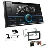 Kenwood DPX-7300DAB 2-DIN Autoradio mit Bluetooth Digitalradio DAB+ USB CD passend für FIAT Ducato ab 2006 schwarz gewölbte Kante