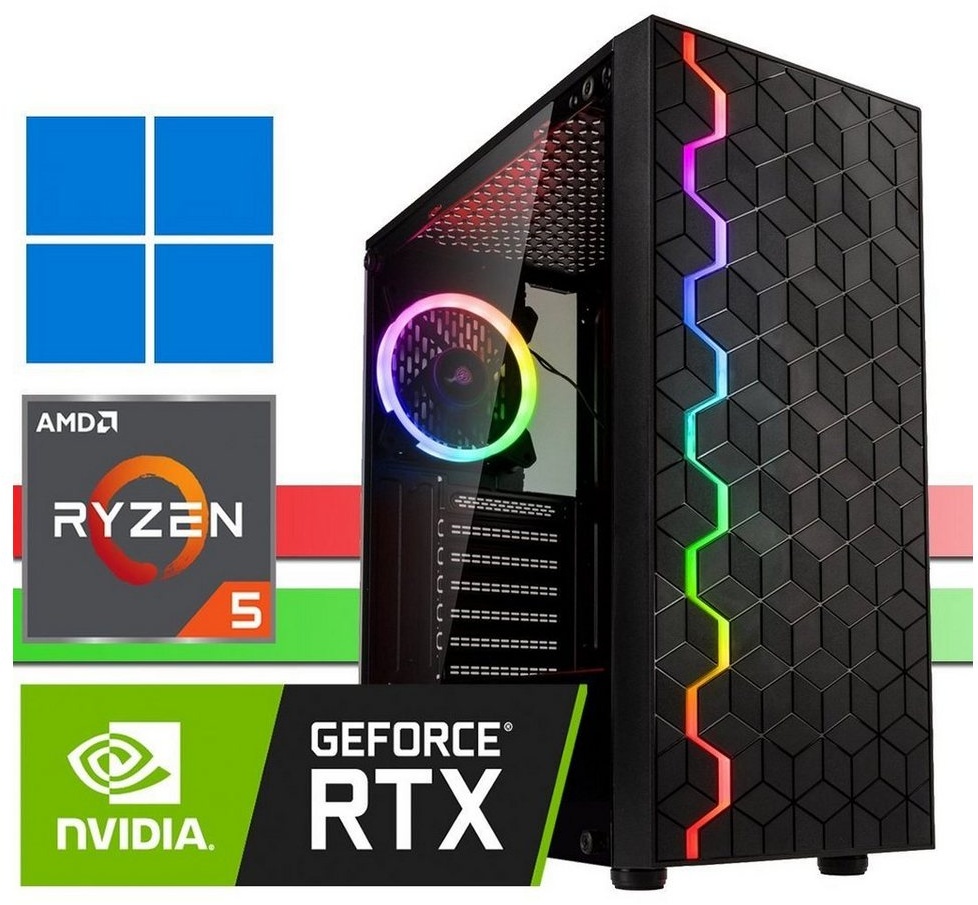 X-HARDWARE X-Gaming Computer 5500, 16GB RAM, 512GB NVMe SSD + bis zu 4TB HDD Gaming-PC (AMD Ryzen 5 5500, Nvidia GeForce RTX 3050 8GB, 16 GB RAM, 4000 GB HDD, 500 GB SSD, Luftkühlung, Windows 11 Professional) 4000 GB