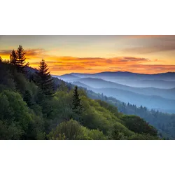 Fototapete PAPERMOON "GEBIRGE-FLUSS SEE BERGE WALD HIMMEL BACH SONNE WOLKEN", bunt, B:4,50m L:2,80m, Vlies, Tapeten