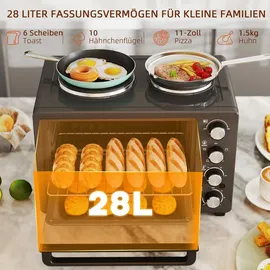 Homcom Minibackofen mit Warmhalteplatten, Backblech und Grillrost Pizzaofen mit Krümelblech, Sc... - Mini Backofen 100-230°C 60 Min. Timer Inkl.