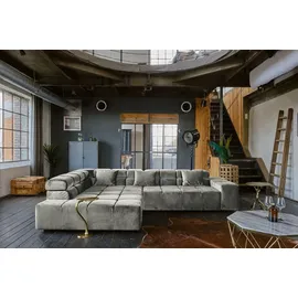 KAWOLA Sofa NEVADA Ecksofa Velvet silber Recamiere links - Silber