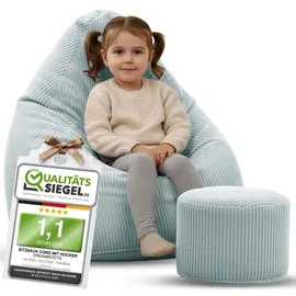 DreamRoots Sitzsack Cord Kinder Sitzsäcke Mädchen Jungen 70x70x105cm - Sitzsack mit Füllung, Hocker, Lehne und Bezug - Bean Bag Chair - Sitzkissen Boden