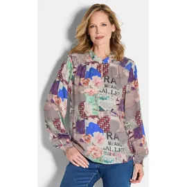 GOLDNER Leichte Printbluse mit Patchwork-Muster Braun 42