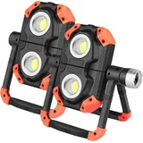 Refttenw LED Arbeitsleuchte 2er-Pack LED Arbeitsleuchte Wiederaufladbare 360° Drehbar Faltbares, LED-Licht für Camping, Autoinspektion, Notfall schwarz