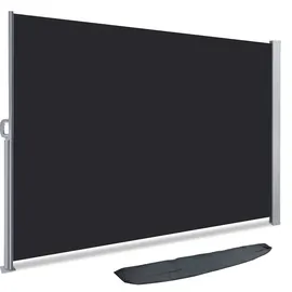 VOUNOT Seitenmarkise 160 x 300 cm Schwarz Polyester