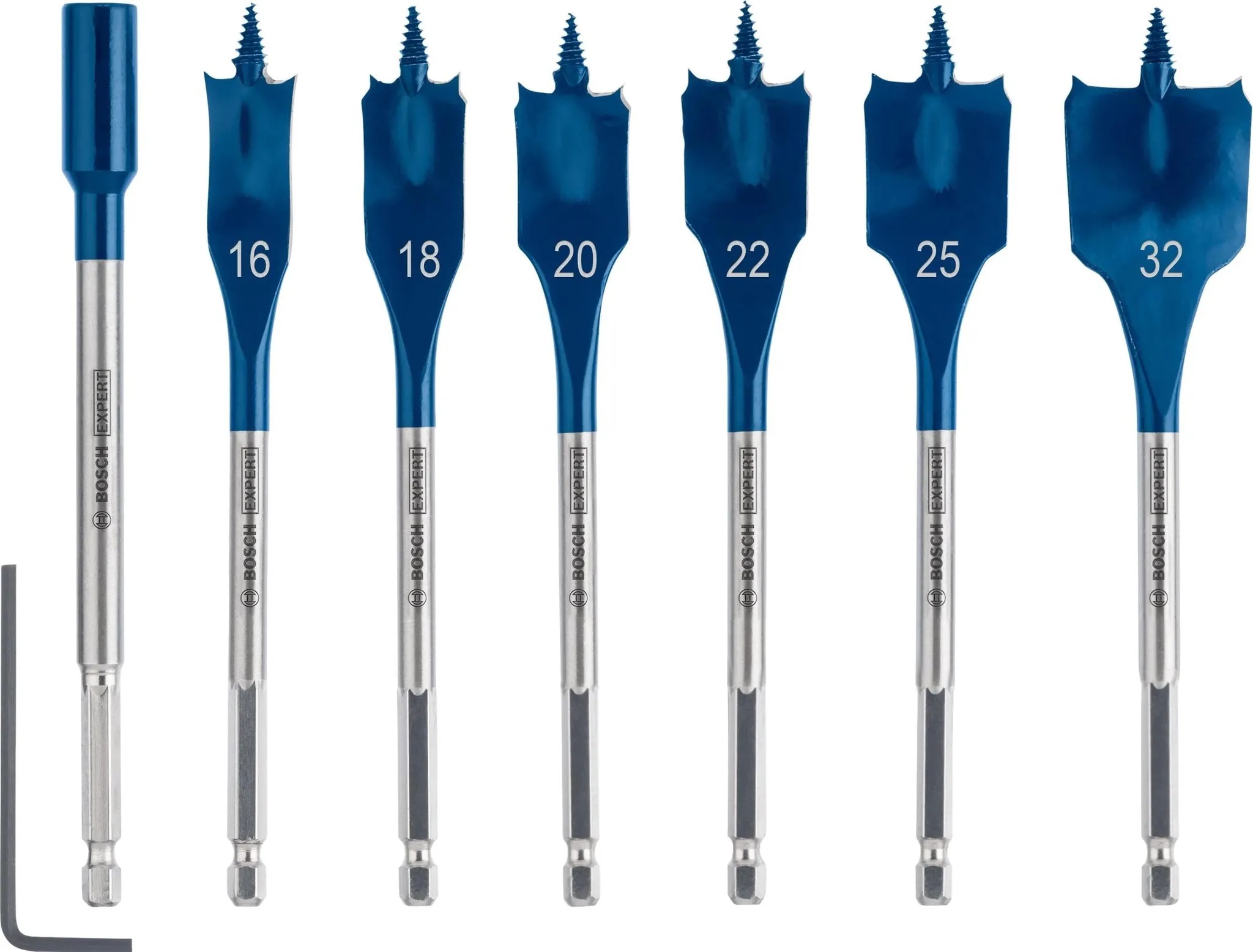 Bosch Professional Zubehör, Bohrereinsatz, EXPERT Self Cut Speed Flachfräsbohrer-Set, 16/18/20/22/25/32 mm, 7-tlg. (16, 18, 20, 22, 25, 32 mm)