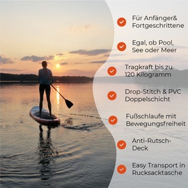 Chillroi Surfboard Paddling Board Inkl. Zubehör Komplettset 297 x 76 x 15 cm orange/weiß