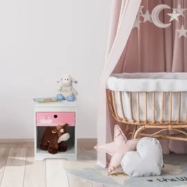 Relaxdays Kindernachttisch Schwan 32 x 41 x 31 cm Holzwerkstoff weiß/rosa