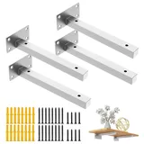 4 Stück Wandträger Regal Regalhalterung,Schwerlastträger Wandregal Warehalter,Schwimmende,Metall Regalträger Regalhalter für Wandkonsole aus Rostfreier Stahl 70kg Tragkraft (25cm/10in)