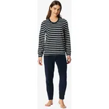 SCHIESSER Casual Essentials Pyjama Gestreift Nachtblau/Weiß S