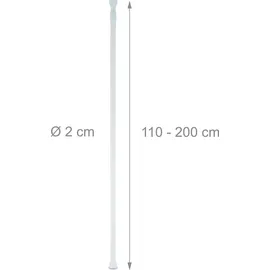 Relaxdays Teleskopstange, 110–200 cm, Klemmstange für Duschvorhang, Gardine, Türrahmen, Edelstahl, ohne Bohren, weiß