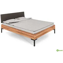 byoak Bett ABIES 80 x 220 aus Massivholz, mit Polsterkopfteil, Naturgeölt - Naturbelassen
