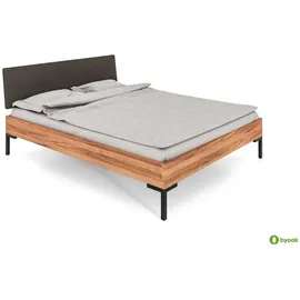 byoak Bett ABIES 80 x 220 aus Massivholz, mit Polsterkopfteil, Naturgeölt - Naturbelassen