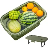 Faltbarer Picknickkorb, zusammenklappbarer isolierter Picknickkorb, tragbarer Aufbewahrungsbehälter für Lebensmittel und Getränke, robuster Picknickkorb und Tablett mit Griffen, faltbarer Outdoor-Korb