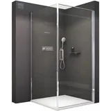 Bernstein Duschkabine 90 x 90 x 195 cm ESG-Glas Duschabtrennung EX416S mit Nano, Eck-Dusche mit Hebe-Senk-Mechanismus flexible Montage der Duschtür Duschwand mit Drehtür