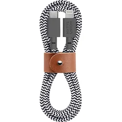 NATIVE UNION Smartphone-Kabel "Belt Cable USB-C to Lightning 1,2m", schwarz-weiß (zebra), 120cm, Kabel